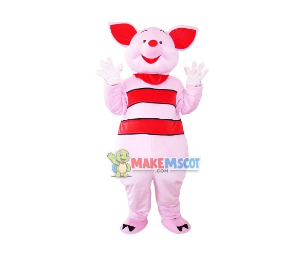 Pink Striped Piglet Mascot Costume Pink Striped Piglet Mascot Costume
