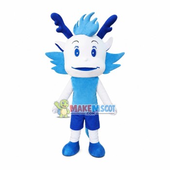 Memorial Cartoon Blue Dragon Mascot Costume