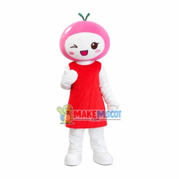 Pink Cherry Girl Mascot Costume