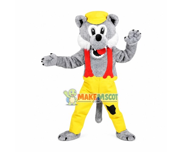 Gray Wolf In Rompers Mascot Costume Gray Wolf In Rompers Mascot Costume