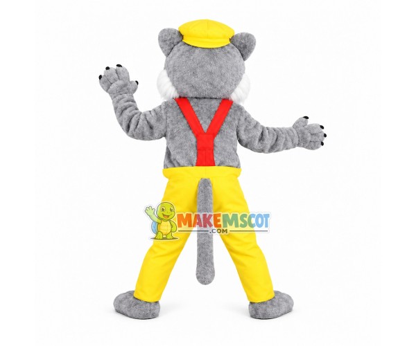 Gray Wolf In Rompers Mascot Costume Gray Wolf In Rompers Mascot Costume