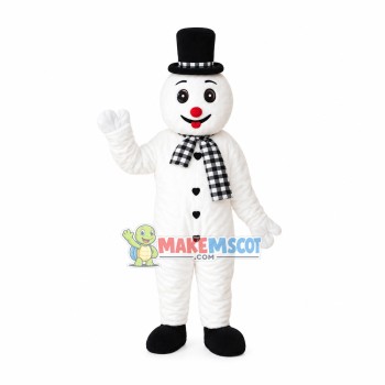 Plaid Scarf Snowman Mascot Costume
