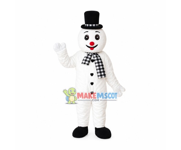 Plaid Scarf Snowman Mascot Costume Plaid Scarf Snowman Mascot Costume