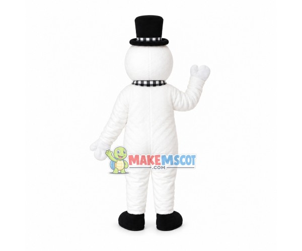 Plaid Scarf Snowman Mascot Costume Plaid Scarf Snowman Mascot Costume