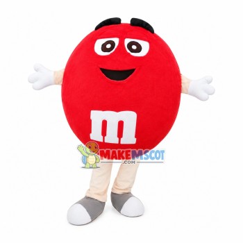 Red M Chocolate Bean Mascot Costume Red M Chocolate Bean Mascot Costume