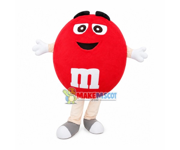 Red M Chocolate Bean Mascot Costume Red M Chocolate Bean Mascot Costume
