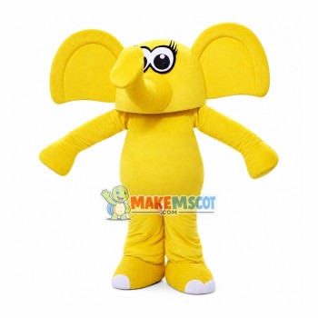 Cute Cartoon Yellow Elephant Mascot Costume