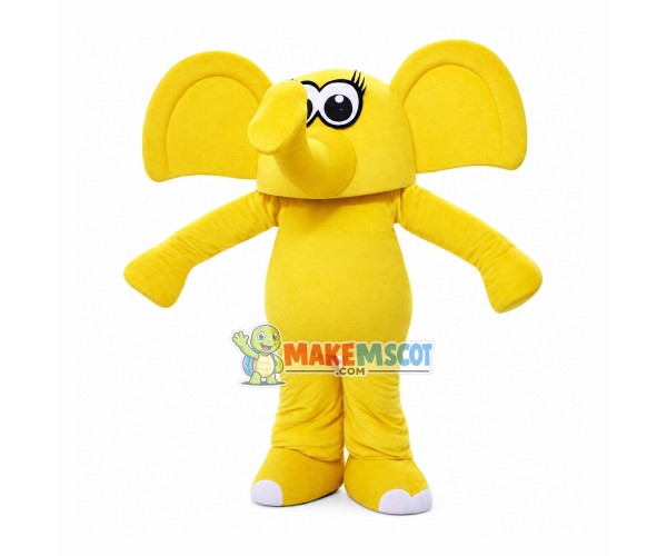 Cute Cartoon Yellow Elephant Mascot Costume Cute Cartoon Yellow Elephant Mascot Costume