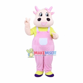 Joyful Pink Cow Mascot Costume Joyful Pink Cow Mascot Costume