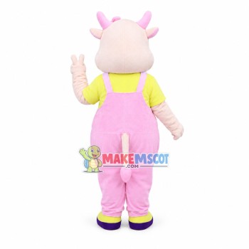 Joyful Pink Cow Mascot Costume Joyful Pink Cow Mascot Costume
