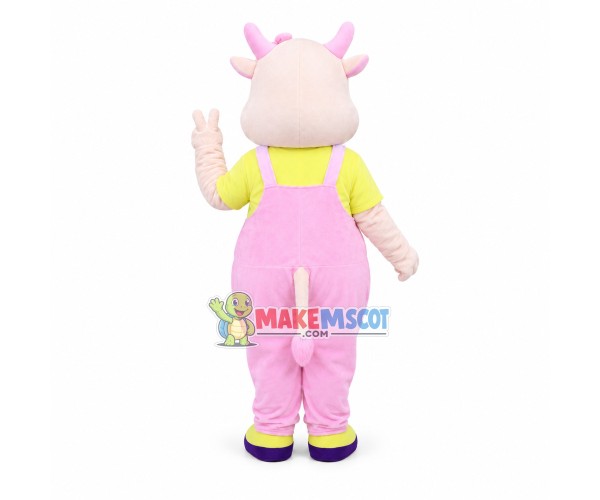 Joyful Pink Cow Mascot Costume Joyful Pink Cow Mascot Costume