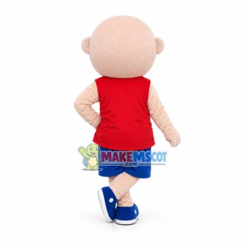 Smiling Bald Boy Mascot Costume Smiling Bald Boy Mascot Costume