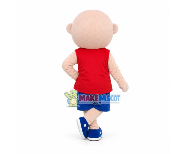 Smiling Bald Boy Mascot Costume Smiling Bald Boy Mascot Costume