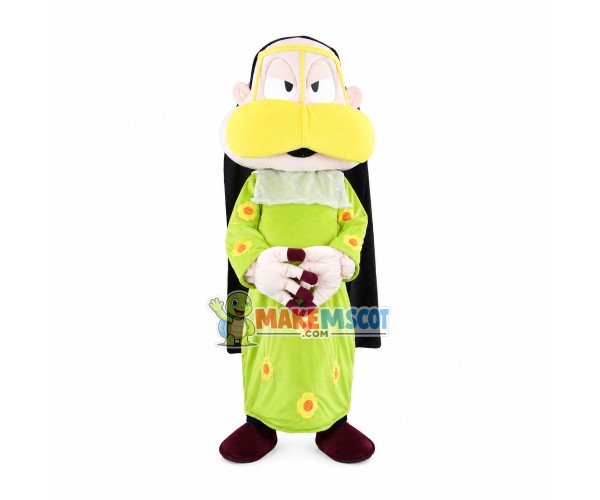 Green Nightgown Priest Mascot Costume Green Nightgown Priest Mascot Costume