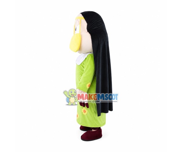 Green Nightgown Priest Mascot Costume Green Nightgown Priest Mascot Costume