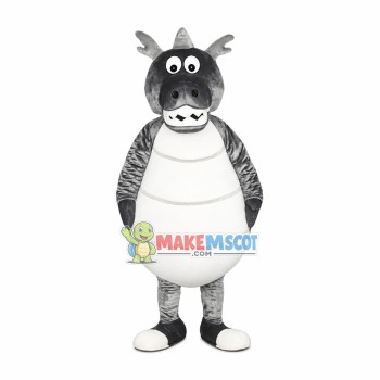 Round Body Gray Dragon Mascot Costume