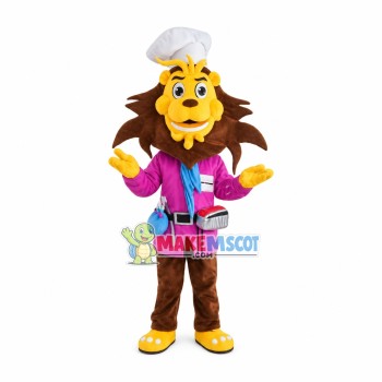 Experienced Barber Lion Mascot Costume Experienced Barber Lion Mascot Costume