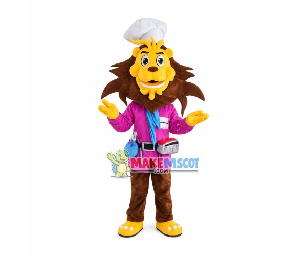 Experienced Barber Lion Mascot Costume Experienced Barber Lion Mascot Costume