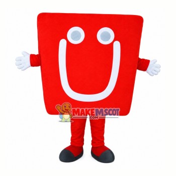 Smile Cartoon Red Cube Mascot Costume