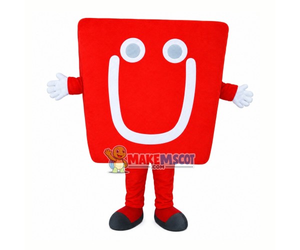 Smile Cartoon Red Cube Mascot Costume Smile Cartoon Red Cube Mascot Costume