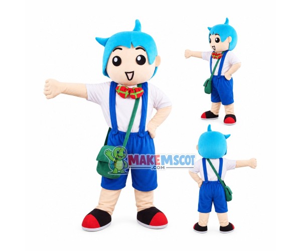 Blue Hair Vigorous Student Mascot Costume Blue Hair Vigorous Student Mascot Costume