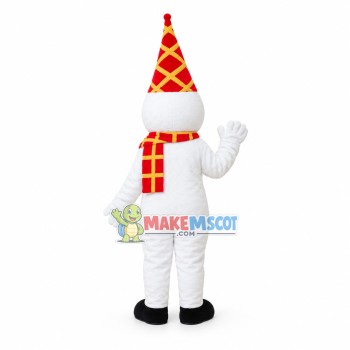Snowman With Checkered Hat Mascot Costume Snowman With Checkered Hat Mascot Costume