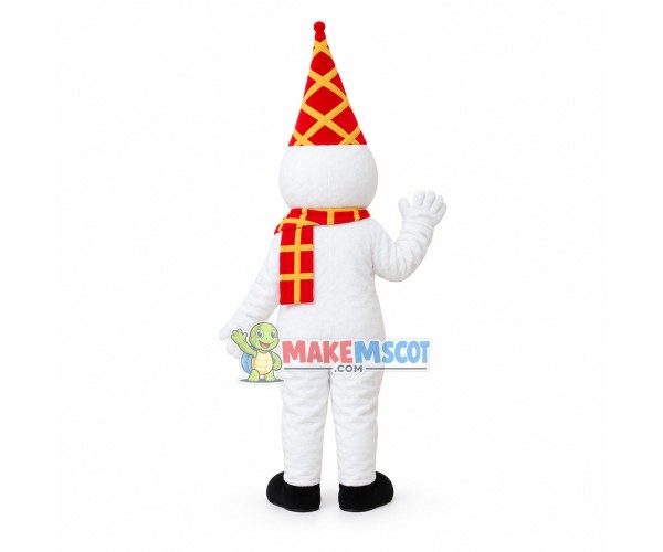 Snowman With Checkered Hat Mascot Costume Snowman With Checkered Hat Mascot Costume