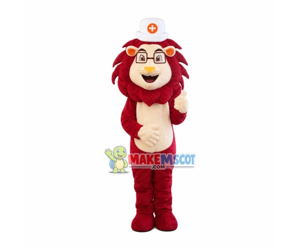 Kind Lion Doctor Mascot Costume Kind Lion Doctor Mascot Costume
