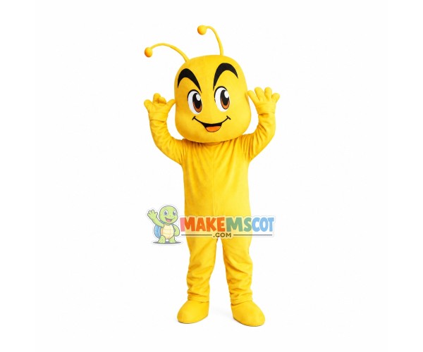 Square Face Yellow Ant Mascot Costume Square Face Yellow Ant Mascot Costume