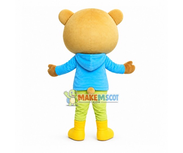 Brown Bear In The Blue Shirt Mascot Costume Brown Bear In The Blue Shirt Mascot Costume