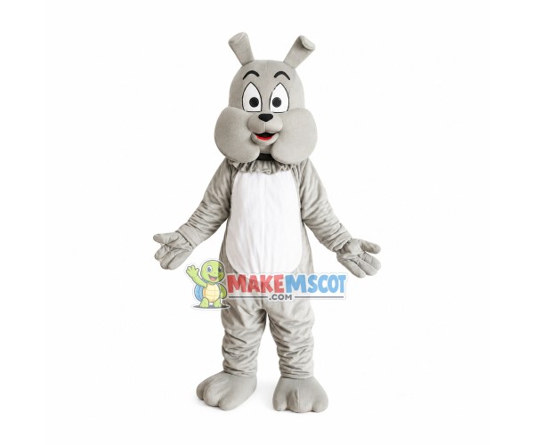 Shocked Gray Bulldog Mascot Costume Shocked Gray Bulldog Mascot Costume