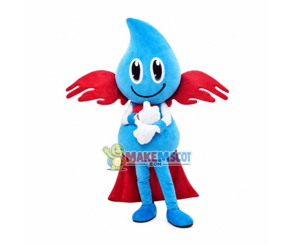 Red Cape Water Drop Mascot Costume Red Cape Water Drop Mascot Costume