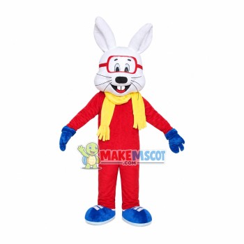 Ski Bunny With Goggles Mascot Costume