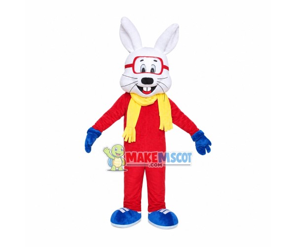 Ski Bunny With Goggles Mascot Costume Ski Bunny With Goggles Mascot Costume