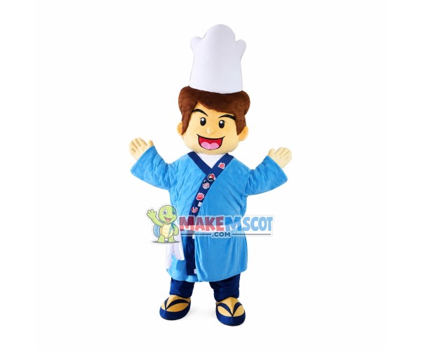 Chef Of Japanese Sushi Restaurant Mascot Costume Chef Of Japanese Sushi Restaurant Mascot Costume