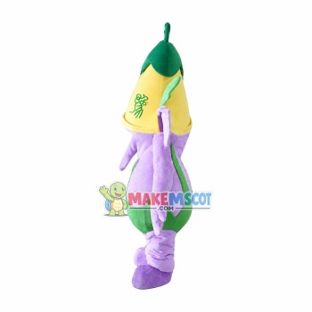 Little Violet Elephant Mascot Costume With Morning Glory Little Violet Elephant Mascot Costume With Morning Glory