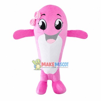 Little Pink Bow Dolphin Mascot Costume