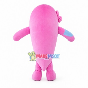 Little Pink Bow Dolphin Mascot Costume Little Pink Bow Dolphin Mascot Costume