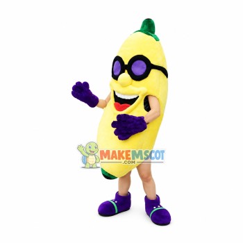 Banana In Purple Glasses Mascot Costume Banana In Purple Glasses Mascot Costume