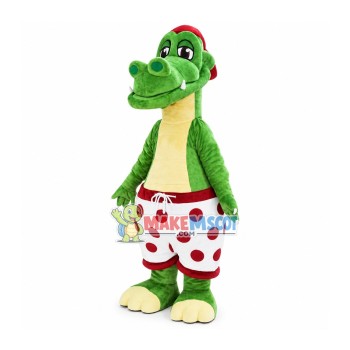 Little Green Dragon In Polka Dot Panties Mascot Costume Little Green Dragon In Polka Dot Panties Mascot Costume