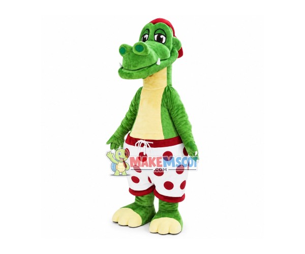 Little Green Dragon In Polka Dot Panties Mascot Costume Little Green Dragon In Polka Dot Panties Mascot Costume