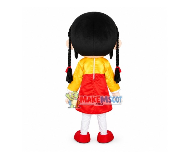 Korean Braided Little Girl Mascot Costume Korean Braided Little Girl Mascot Costume