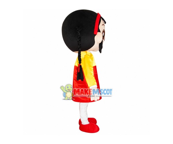 Korean Braided Little Girl Mascot Costume Korean Braided Little Girl Mascot Costume