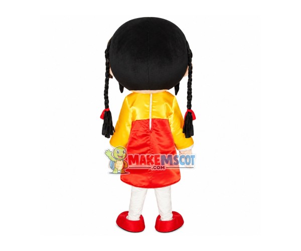 Korean Braided Little Girl Mascot Costume Korean Braided Little Girl Mascot Costume