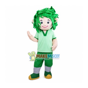 Green Afro Male Nurse Mascot Costume