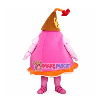 Bright Pink Hand Bell Mascot Costume Bright Pink Hand Bell Mascot Costume