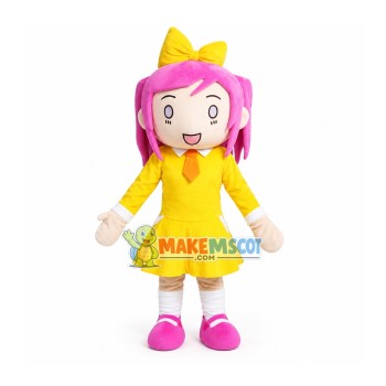 Pink Hair Girl Student Mascot Costume