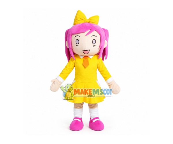 Pink Hair Girl Student Mascot Costume Pink Hair Girl Student Mascot Costume