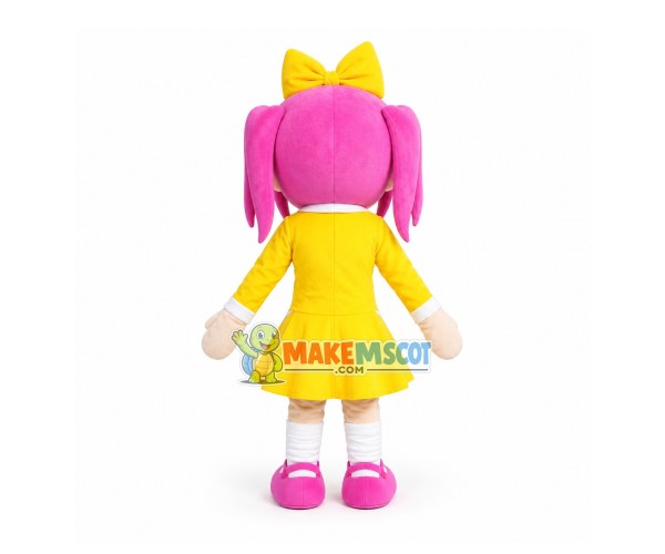 Pink Hair Girl Student Mascot Costume Pink Hair Girl Student Mascot Costume