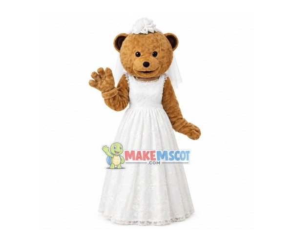 Wedding Dress Bride Brown Bear Mascot Costume Wedding Dress Bride Brown Bear Mascot Costume